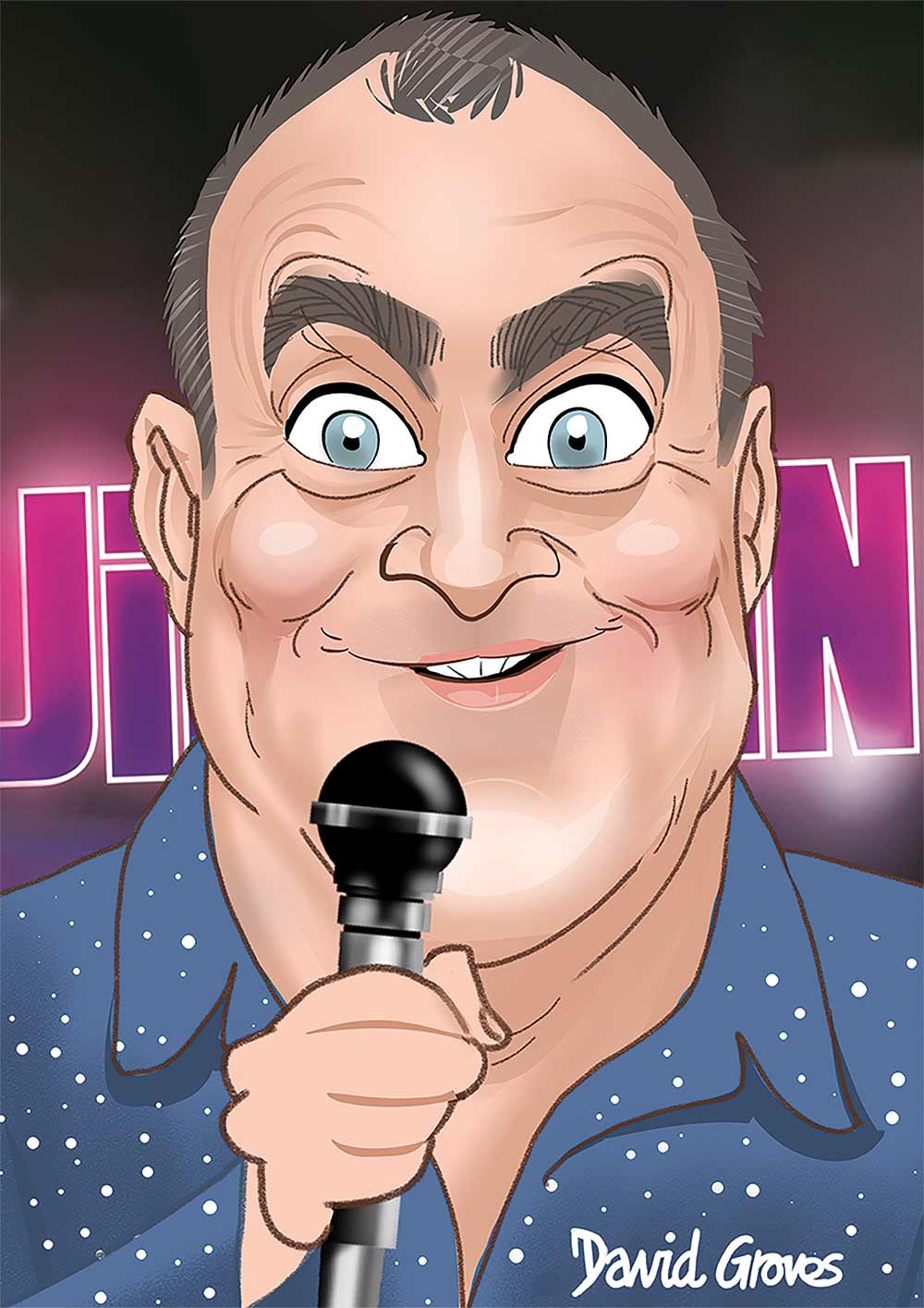 Caricature of Jimeoin the comedian