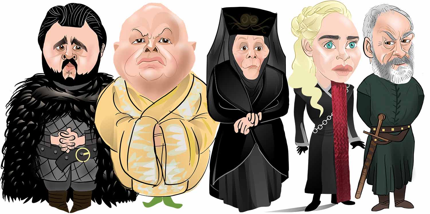Game of Thrones caricature. House Targaryen and house baratheon Caricature