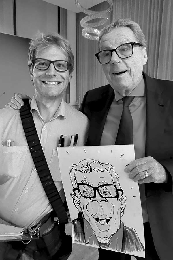 Harry Rednapp with a caricature