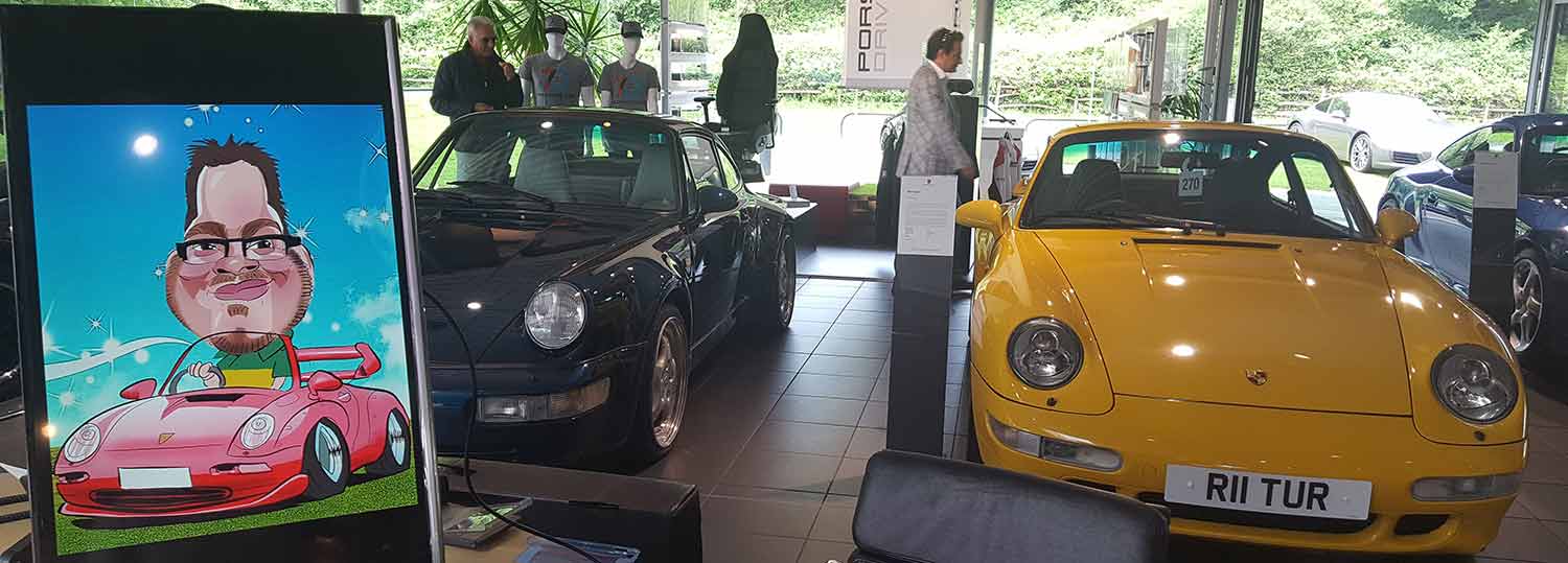 cartoon caricatures for porsche in Burgess Hill